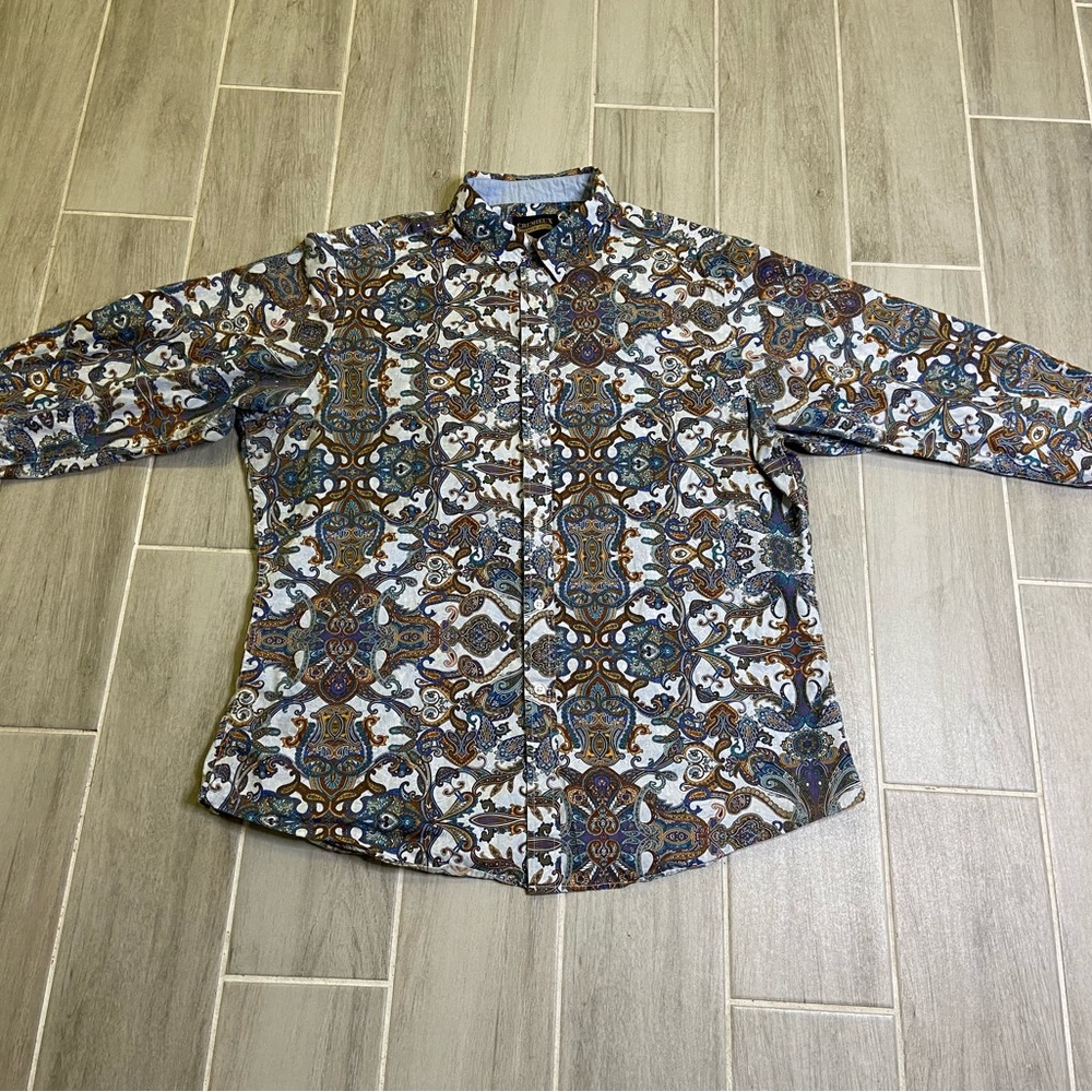 Vintage cremieux premium denim collared button up . Groovy pattern 100% cotton